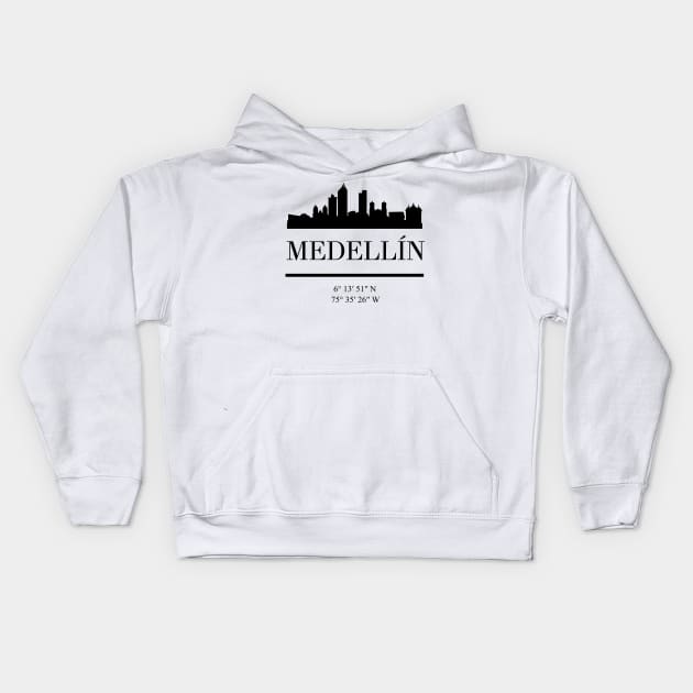 MEDELLIN COLOMBIA BLACK SILHOUETTE SKYLINE ART Kids Hoodie by deificusArt